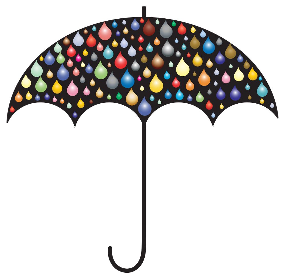 Deštník s barvenými deštovými kapkami